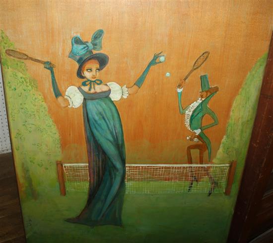Alex Portner, wood painting Deuce,with a limited edition print of the same image(-)